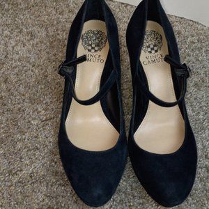 Vince Camuto Black Suede Strap Pump